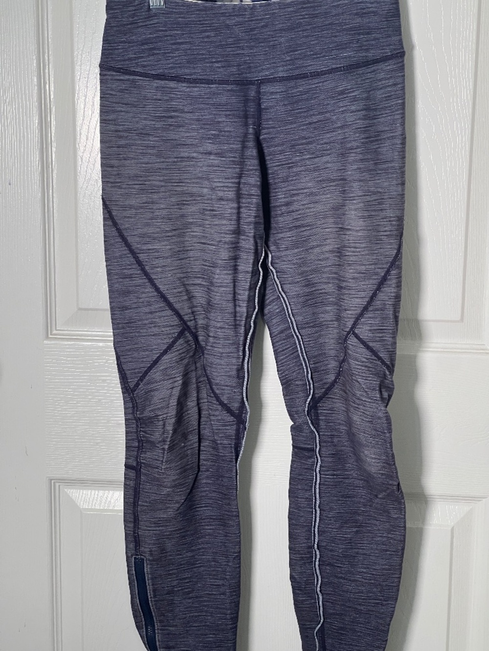 Lululemon Vintage Space Dye Denim Blue Leggings Ankle Zip - Size 4